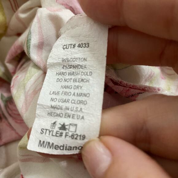 Floral capri pants pink green Twenty One size medium Vintage Made in USA - Picture 4 of 11